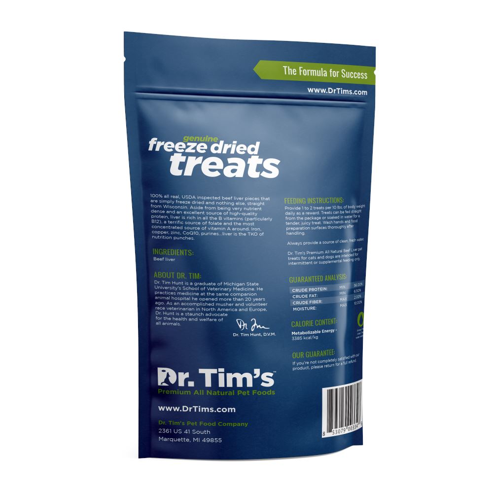 Dr. Tim's Freeze Dried Natural Beef Liver Dog and Cat Treats  