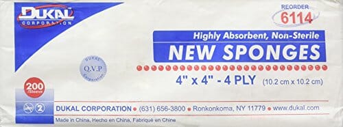 Dukal Non-Sterile New Sponge Veterinary Supplies Cottons Gauze & Misc - White - 4 X 4 In