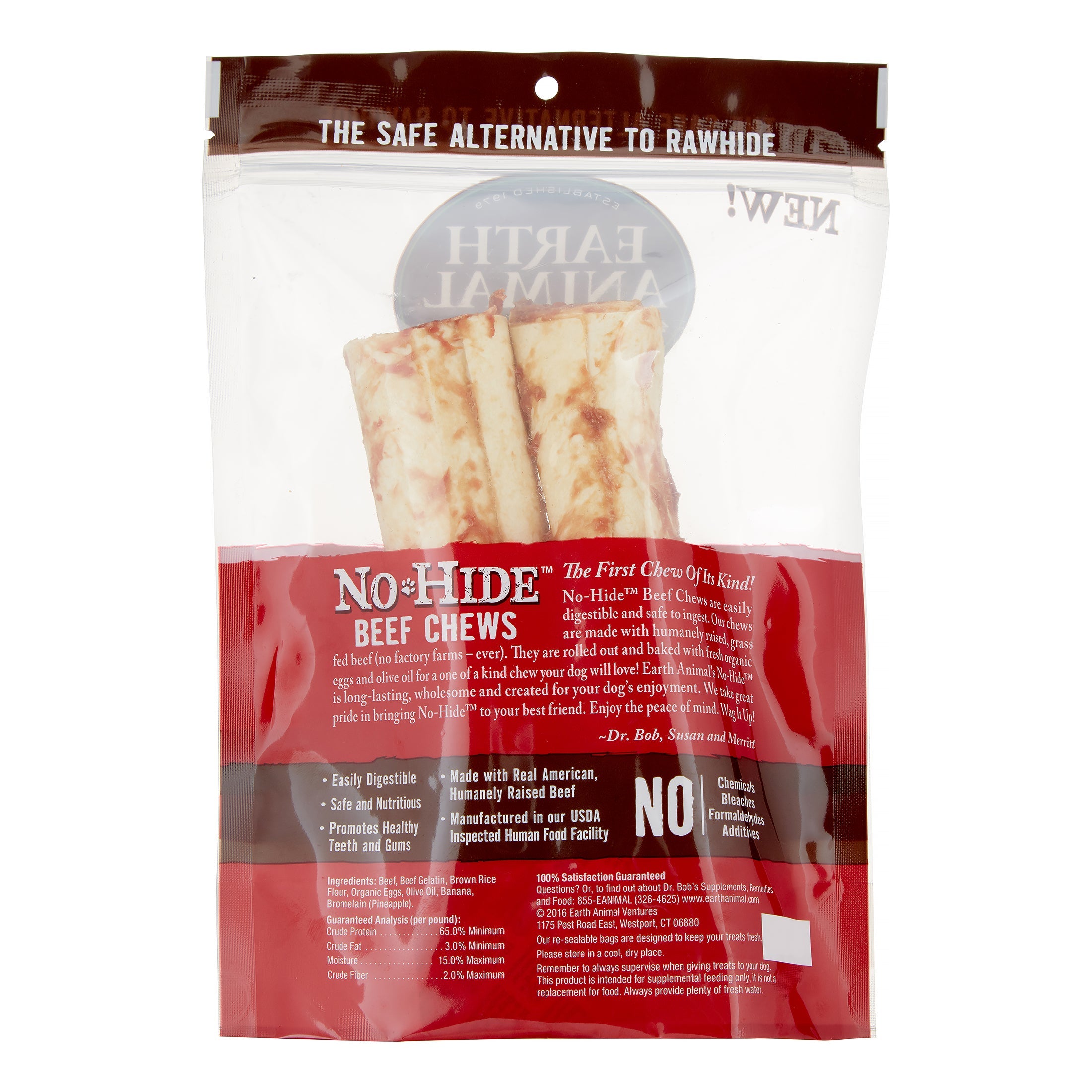 Earth Animal Dog Chews NO HIDE Beef - 7 Inches - 2 Pack