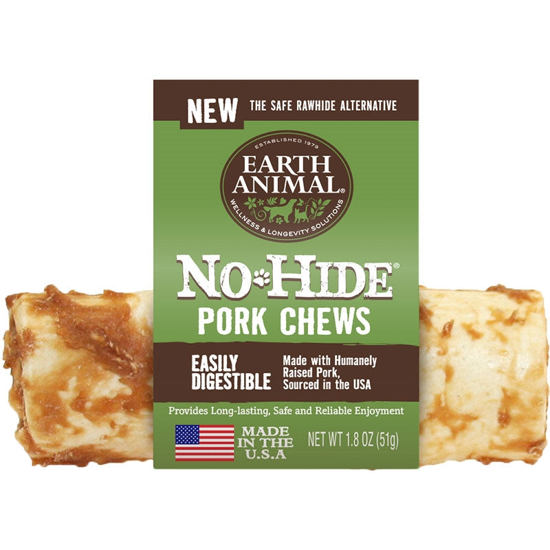 Earth Animal Dog Chews NO HIDE Pork - 4 Inches - 24 Count