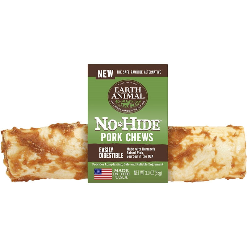 Earth Animal Dog Chews NO HIDE Pork - 7 Inches - 24 Count