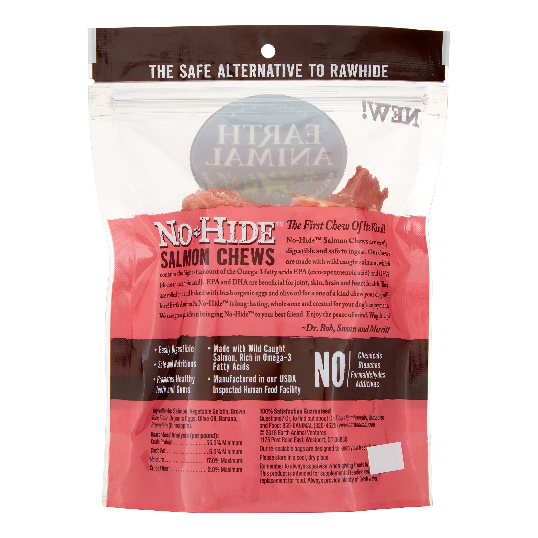 Earth Animal Dog Chews NO HIDE Salmon - 4 Inches - 2 Pack