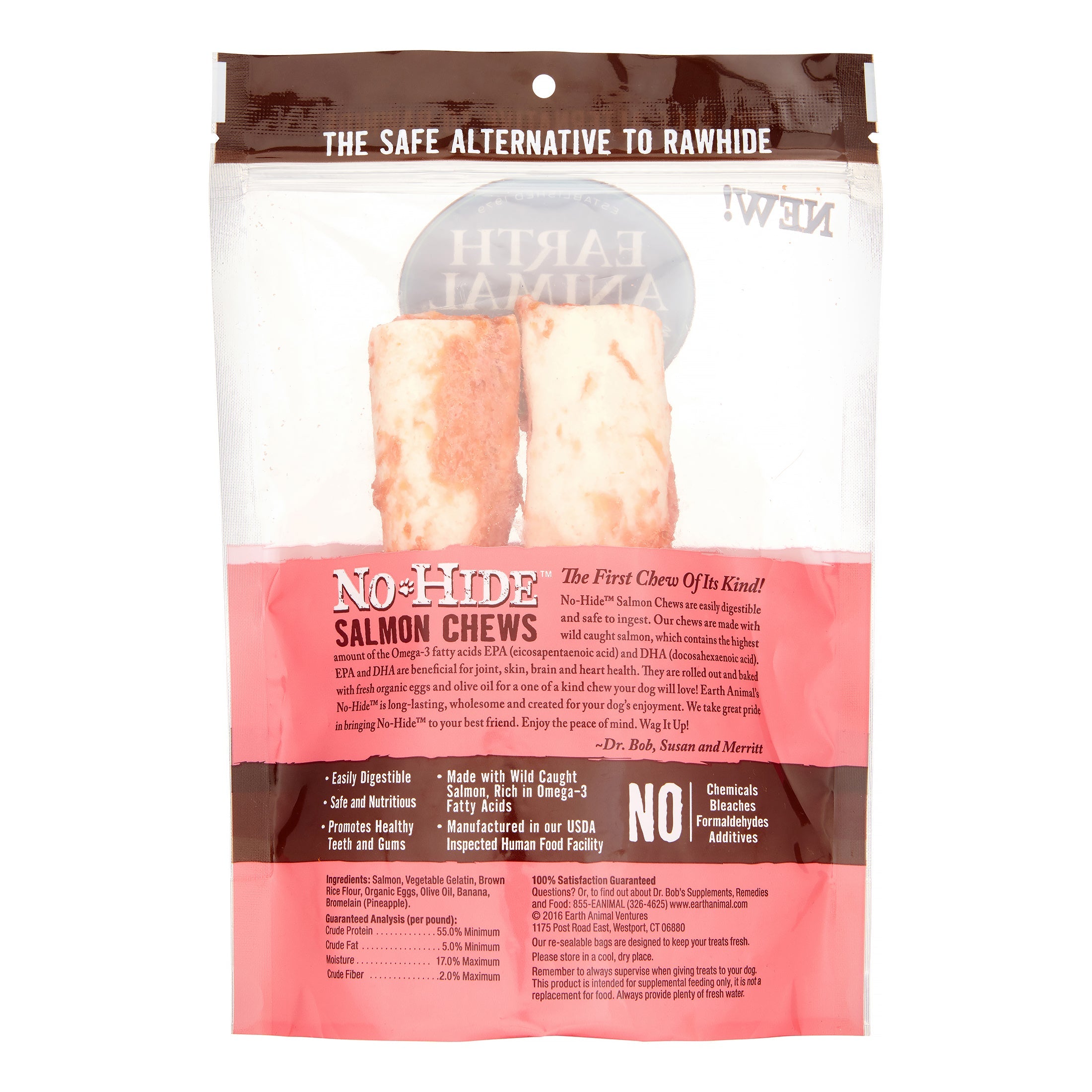 Earth Animal Dog Chews NO HIDE Salmon - 7 Inches - 2 Pack