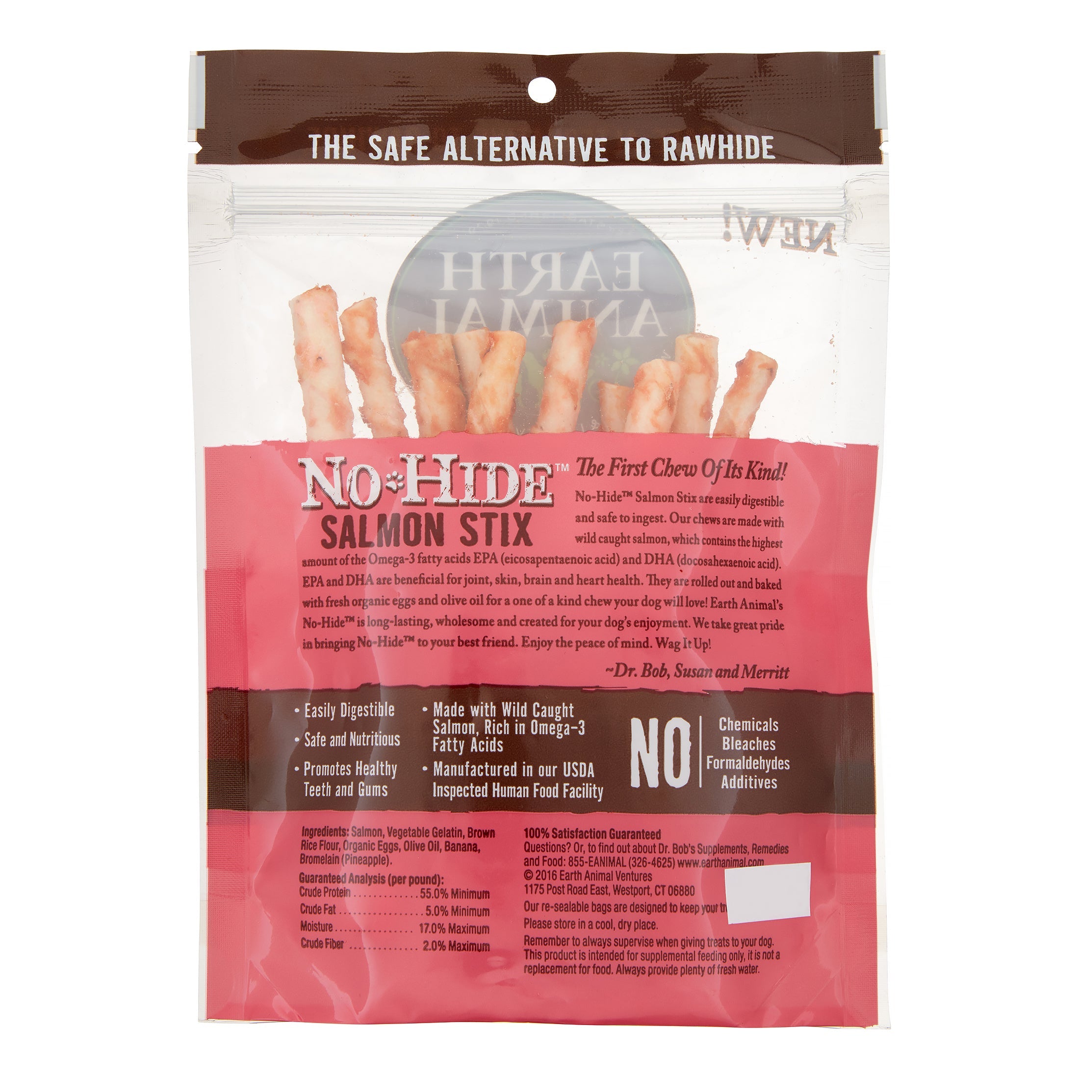 Earth Animal Dog Chews NO HIDE STIX Salmon - 10 Count