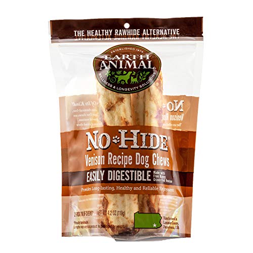 Earth Animal Dog Chews NO HIDE Venison - 7 Inches - 2 Pack