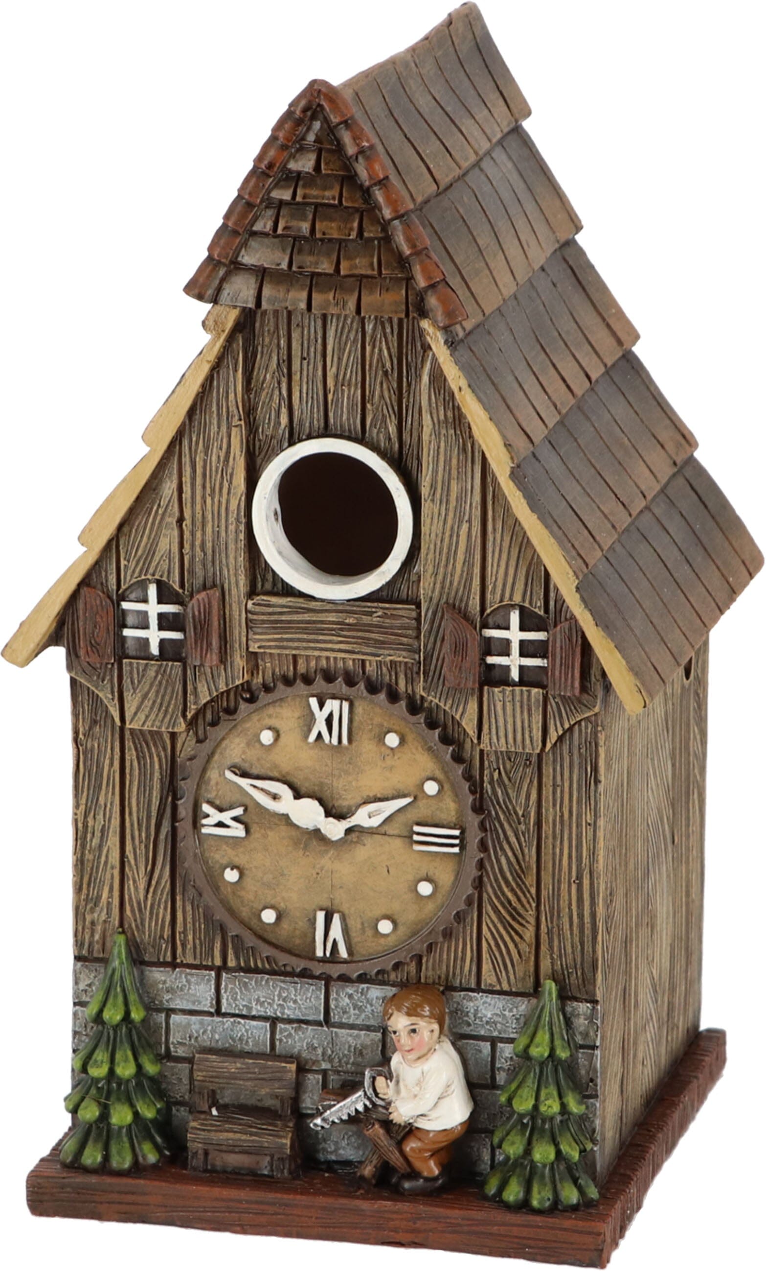 Esschert Design Cuckoo Clock Birdhouse - Brown/Resin - 5.7 X 5.2 X 9.9 In