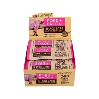 Etta Says Dog Treats Meat Snack Bar Pork and Bacon - 1.5 Oz - 12 Count - Case of 12