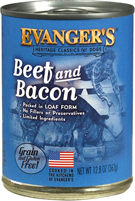 Evanger's Beef & Bacon All Meat Classic Canned Wet Dog Food - 13 oz Cans - Case of 12