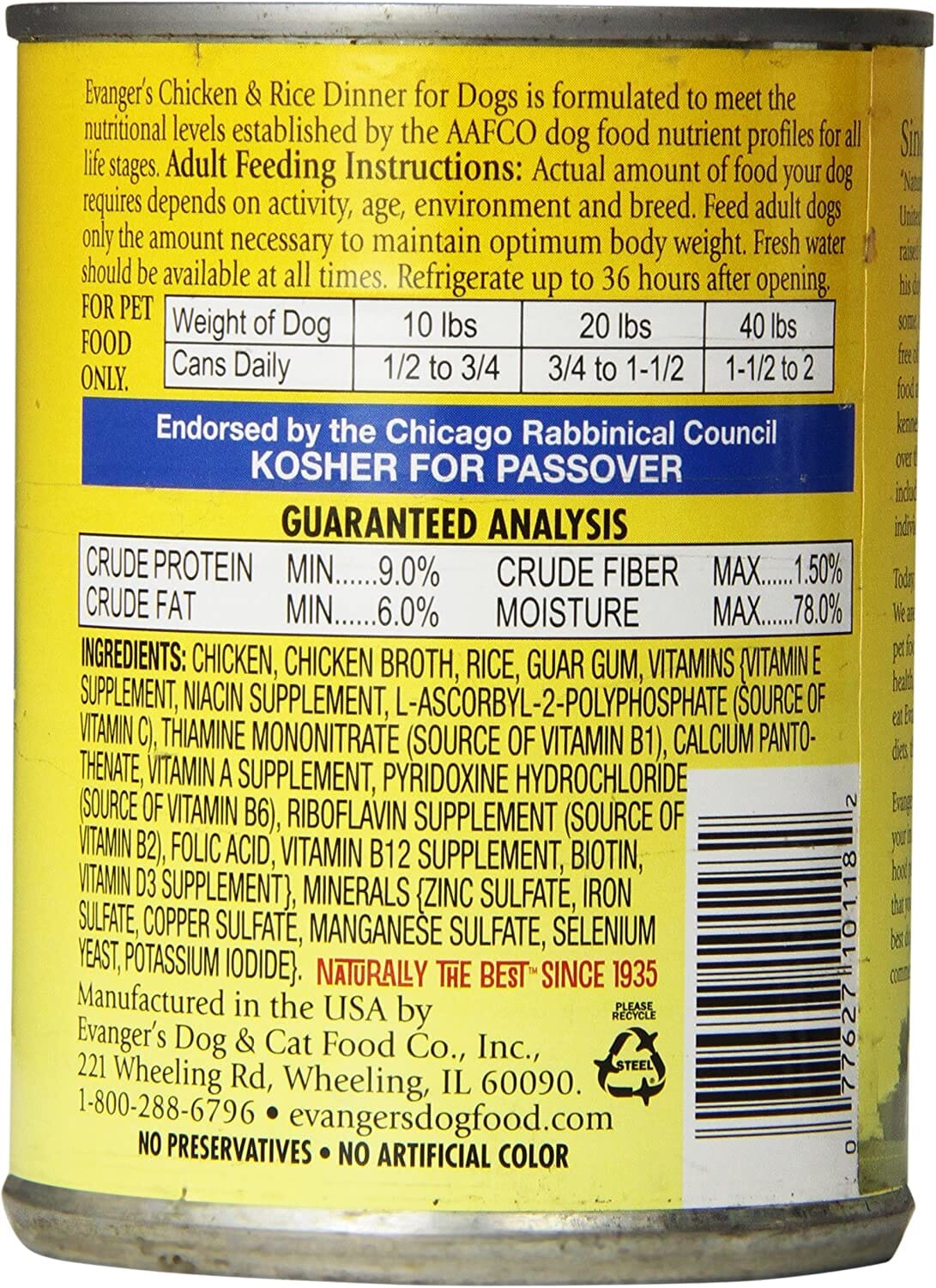 Evanger's Complete Classic Chicken & Rice Dinner Canned Dog Food - 12.8 Oz - Case of 12