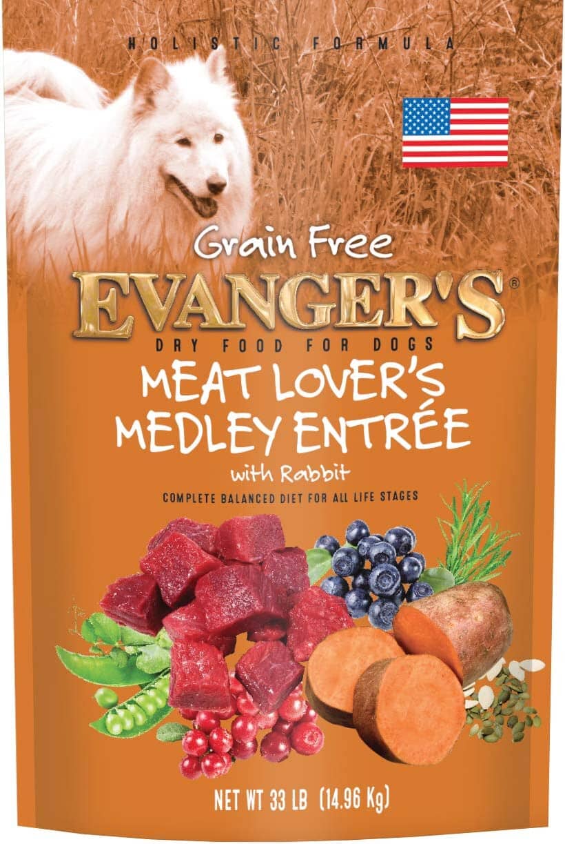 Evanger's Grain-Free Meat Lover's Medley with Rabbit Dry Dog Food - 33 Lbs
