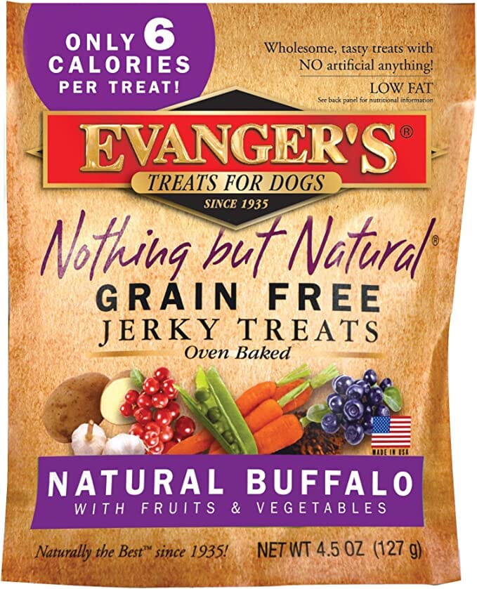 Evanger's Nothing But Natural Buffalo Jerky Treats for Dogs Jerky Dog Treats - 4.5 Oz