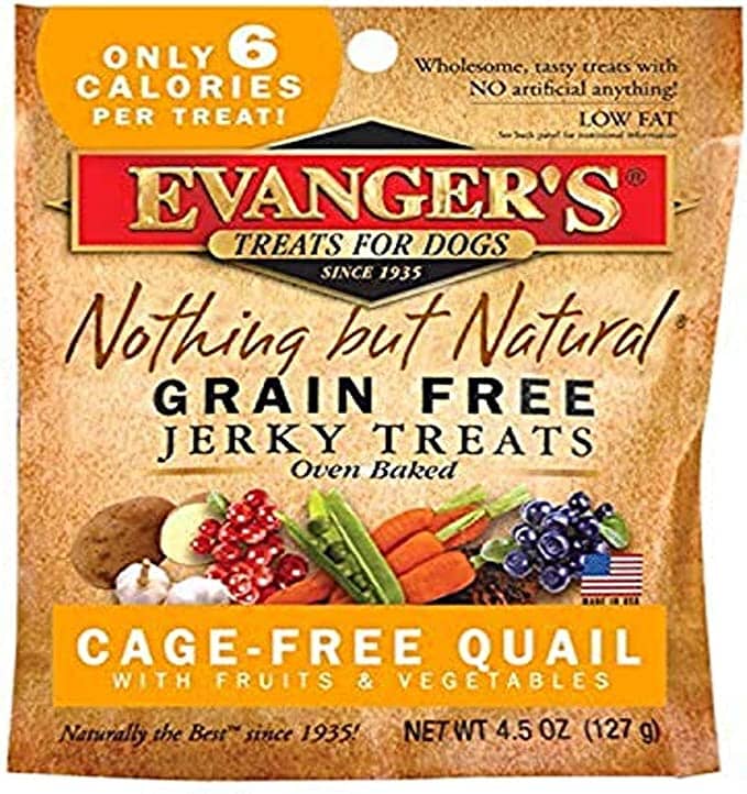 Evanger's Nothing But Natural Quail Jerky Treats for Dogs Jerky Dog Treats - 4.5 Oz