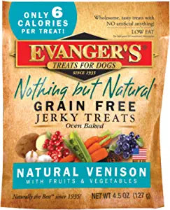 Evanger's Nothing But Natural Venison Jerky Treats for Dogs Jerky Dog Treats - 4.5 Oz
