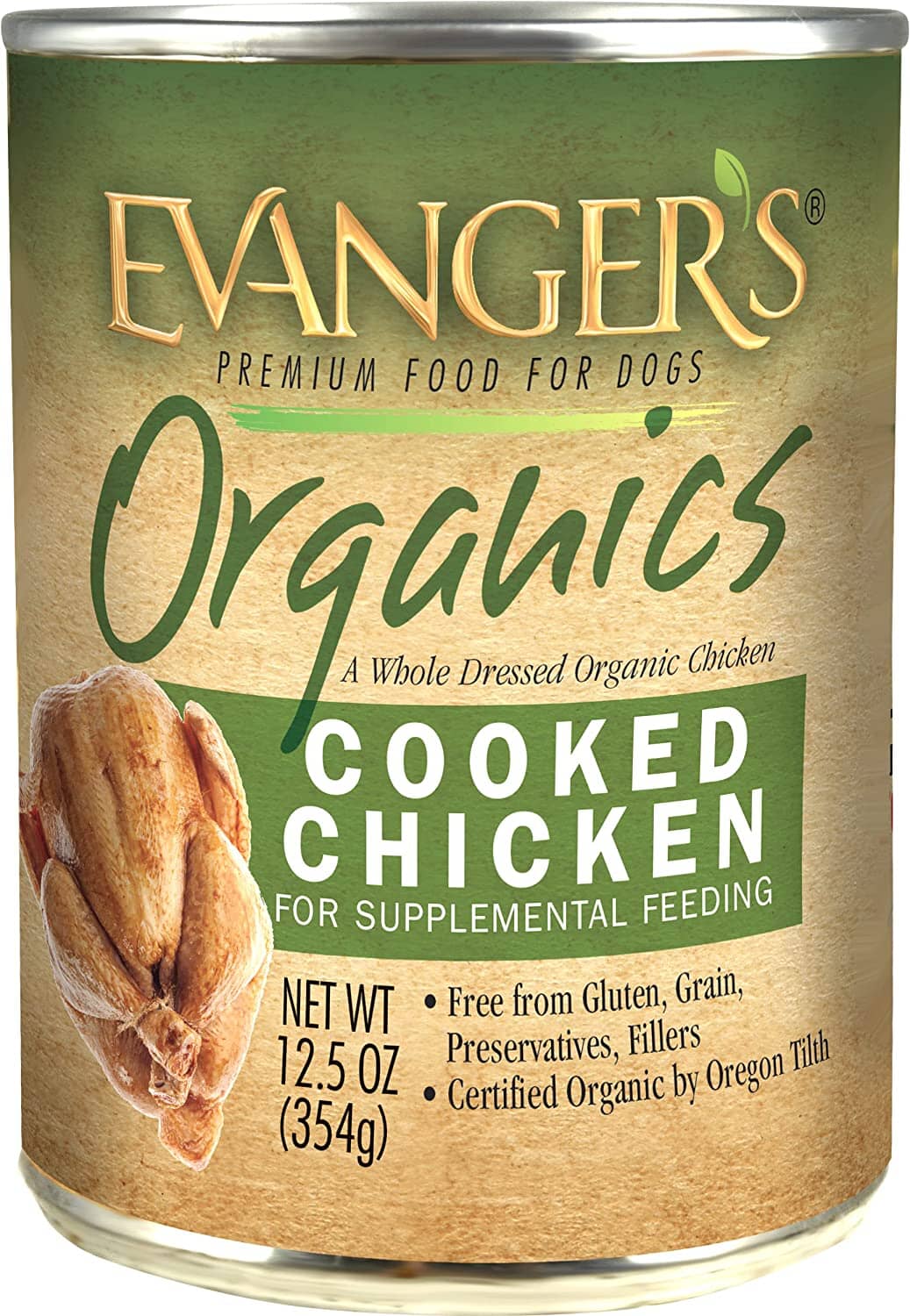 Evanger's Organics Cooked Chicken Canned Dog Food - 12.8 Oz - Case of 12