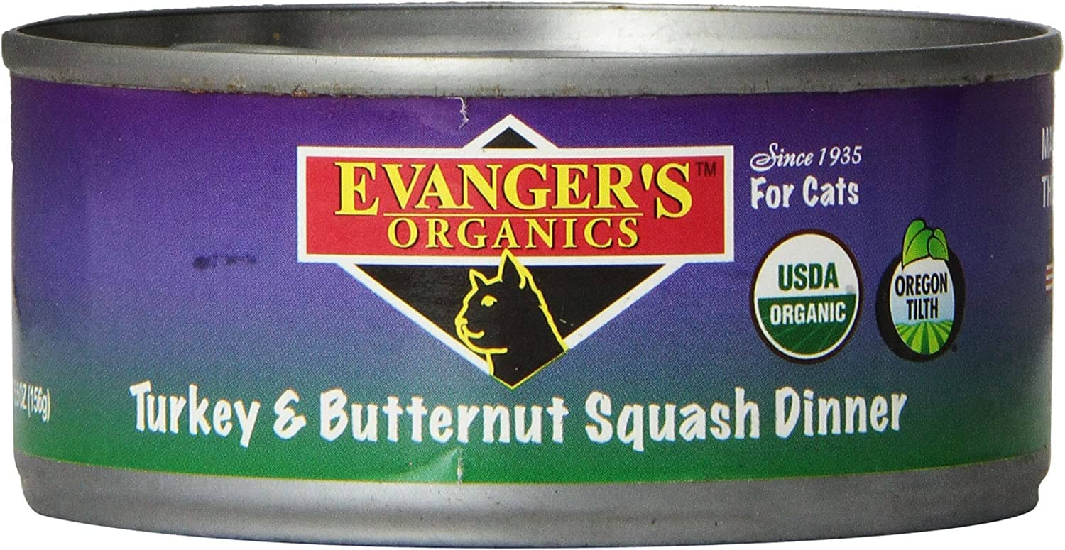 Evanger's Organics Turkey with Butternut Squash Dinner Canned Cat Food - 5.5 Oz - Case of 24