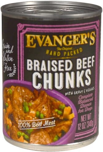 Evanger's Super Premium Braised Beef Chunks with Gravy Canned Dog Food - 12 Oz - Case of 12