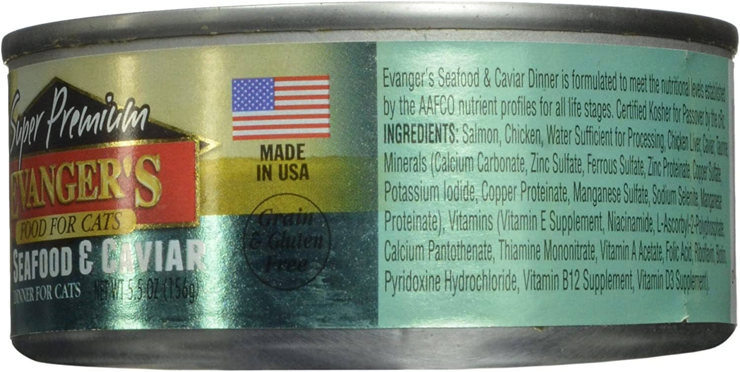 Evanger's Super Premium Seafood & Caviar Dinner Canned Cat Food - 5.5 Oz - Case of 24