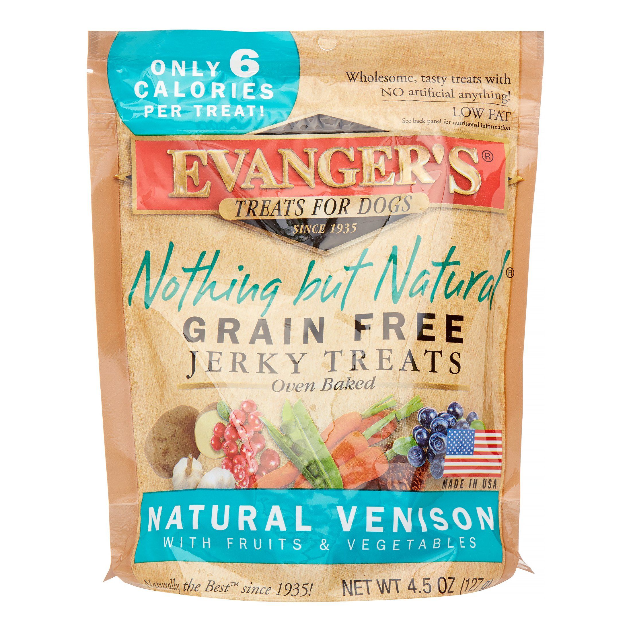 Evanger's Venison Natural Jerky Treats - 4.5 oz Bag