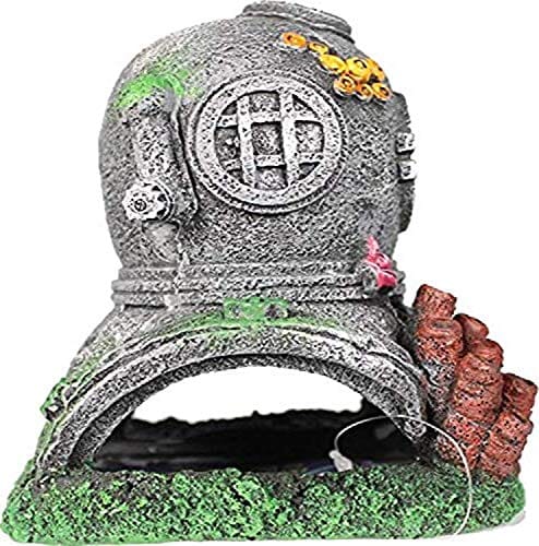 Exotic Environments Diver'S Helmet Resin Aquatics Decoration - Gray - Small