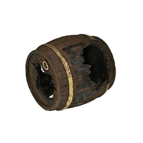 Exotic Environments Rum Barrel Horizontal Resin Aquatics Decoration - Brown - Small