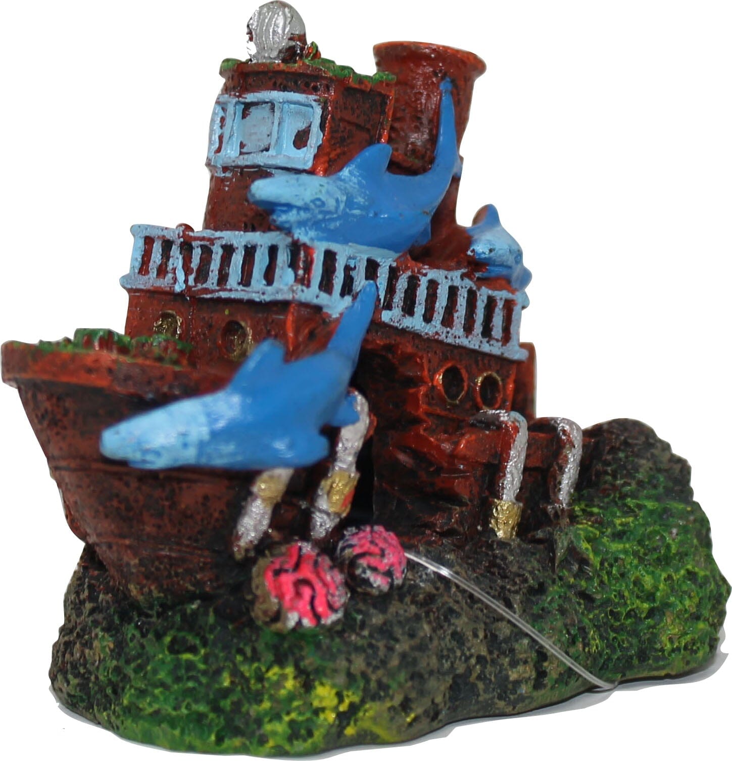 Exotic Environments Shark Shipwreck Resin Aquatics Decoration - 3.25 X 2.25 X 2.75