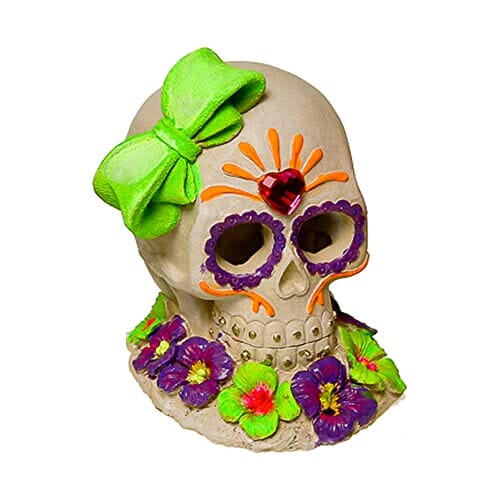 Exotic Environments Sugar Skull Resin Aquatics Decoration - 3.75 X 3.25 X 4 In