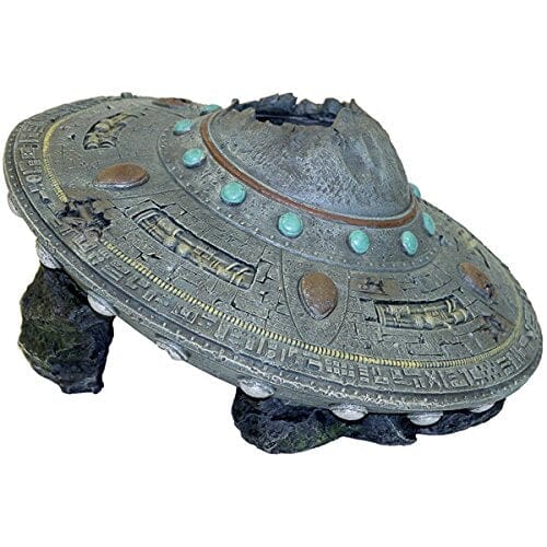 Exotic Environments Ufo Crash Cave Resin Aquatics Decoration - Silver - Jumbo