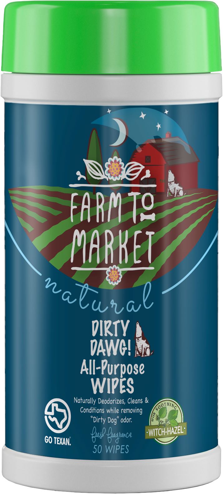 Farm to Market Natural Dirty Dawg All-Purpose Wipes with Witch-Hazel - 50 Count