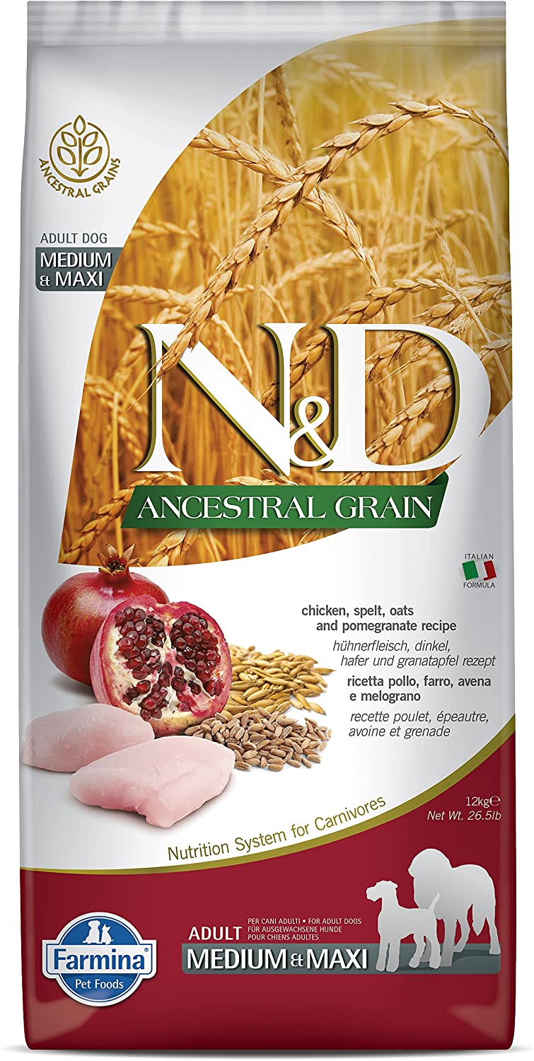 Farmina Ancestral Grain Chicken & Pomegranate Adult Medium and Maxi Dry Dog Food - 26.4 lb Bag