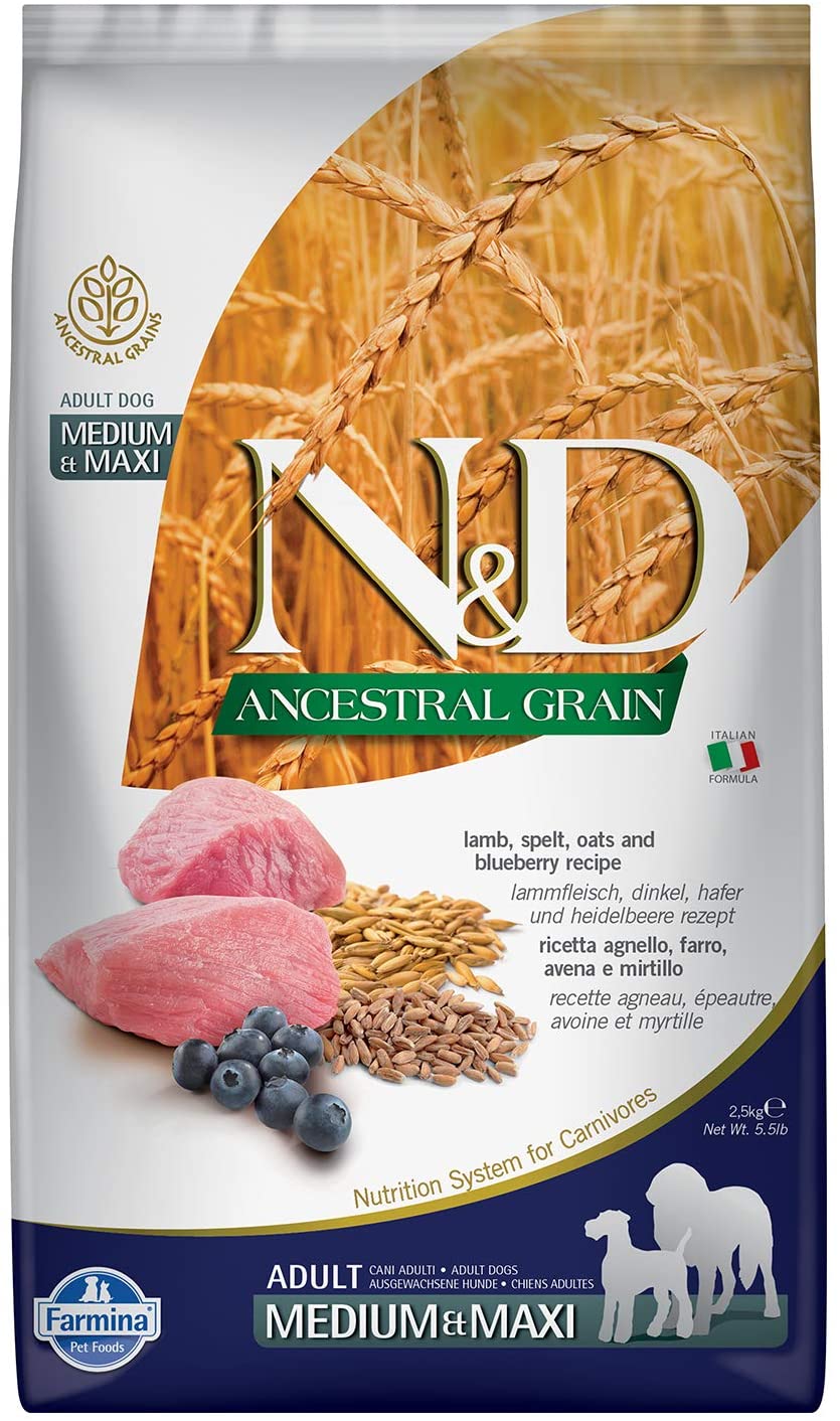 Farmina Ancestral Grain Lamb & Blueberry Adult Dog Medium and Maxi Dry Dog Food - 5.5 lb Bag