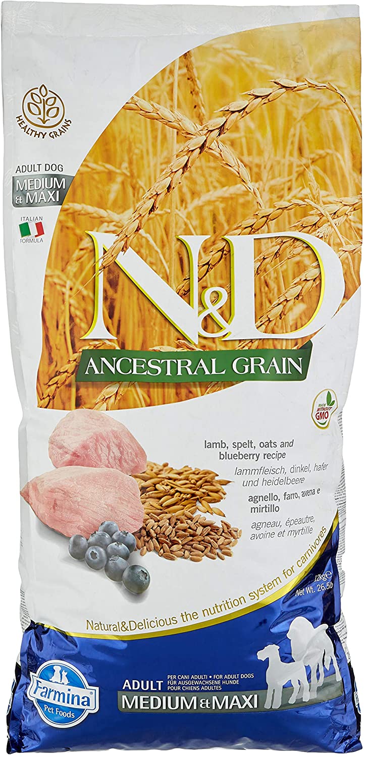 Farmina Ancestral Grain Lamb & Blueberry Adult Medium and Maxi Dry Dog Food - 26.4 lb Bag