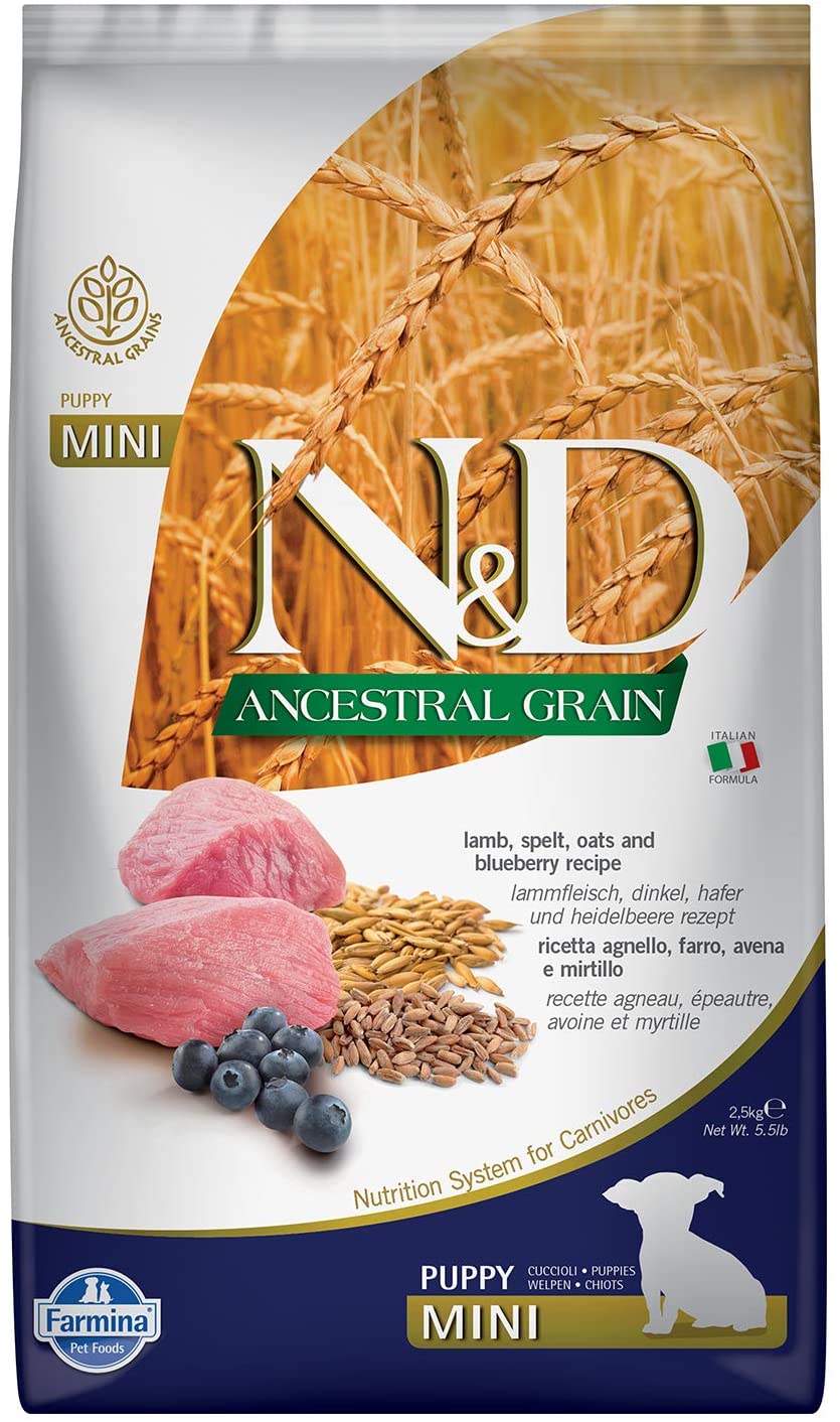 Farmina Ancestral Grain Lamb & Blueberry Mini Puppy Dry Dog Food - 5.5 lb Bag