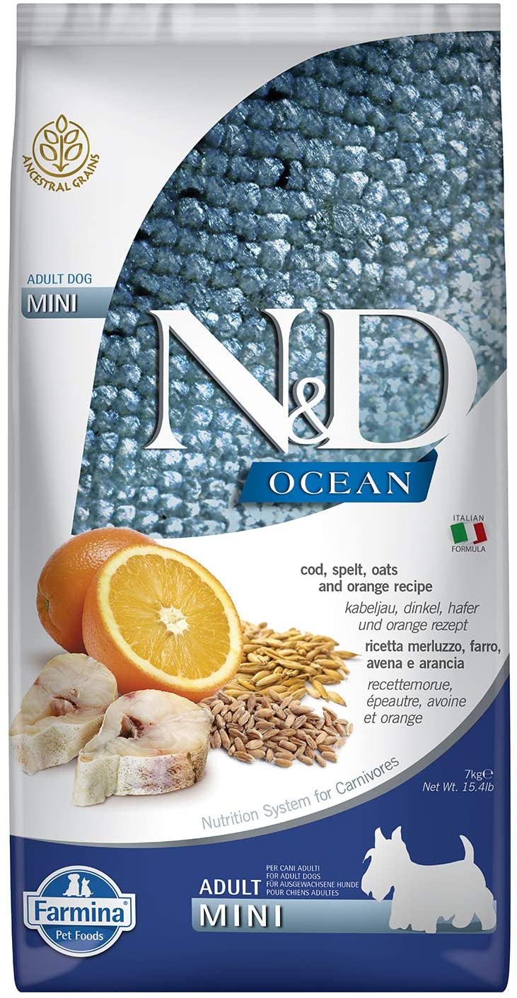 Farmina Ancestral Grain Ocean Codfish & Orange Mini Adult Dry Dog Food - 15.4 lb Bag