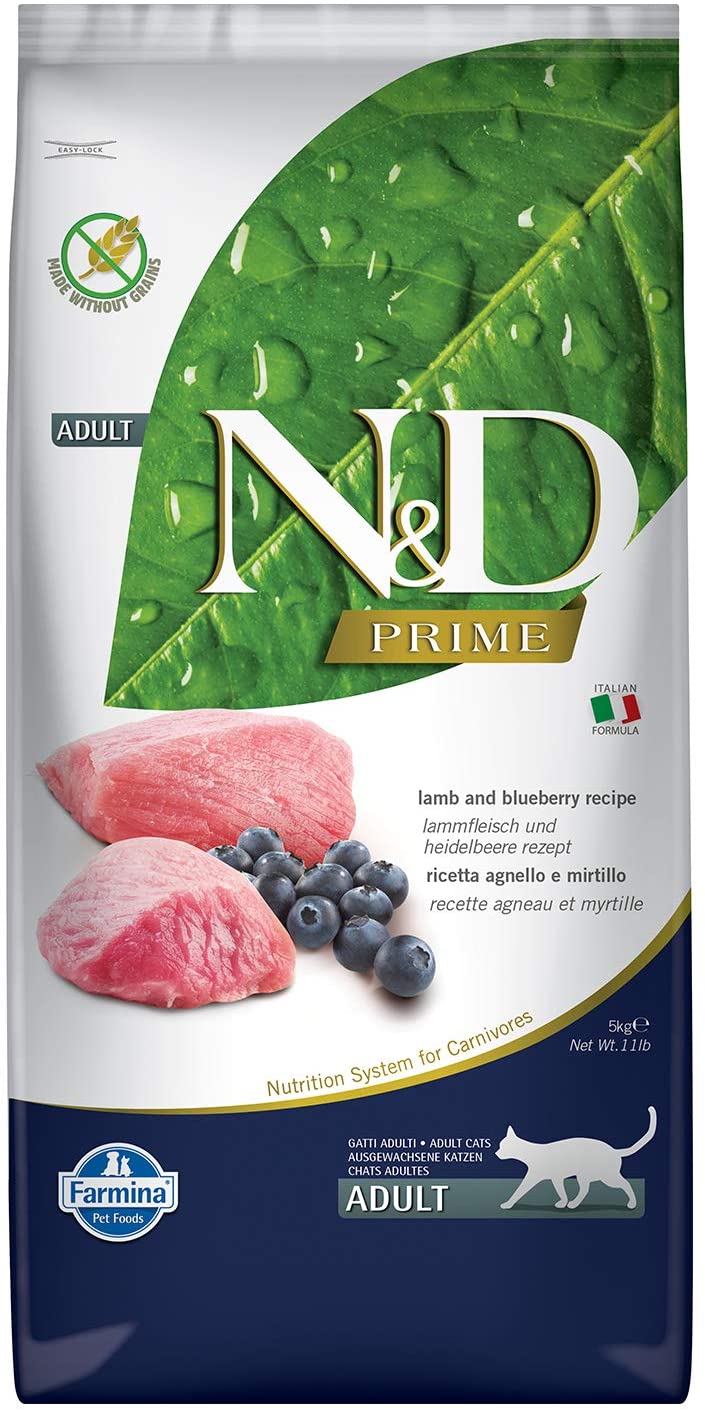 Farmina N&D Prime Lamb & Blueberry Dry Cat Food - 11 lb Bag