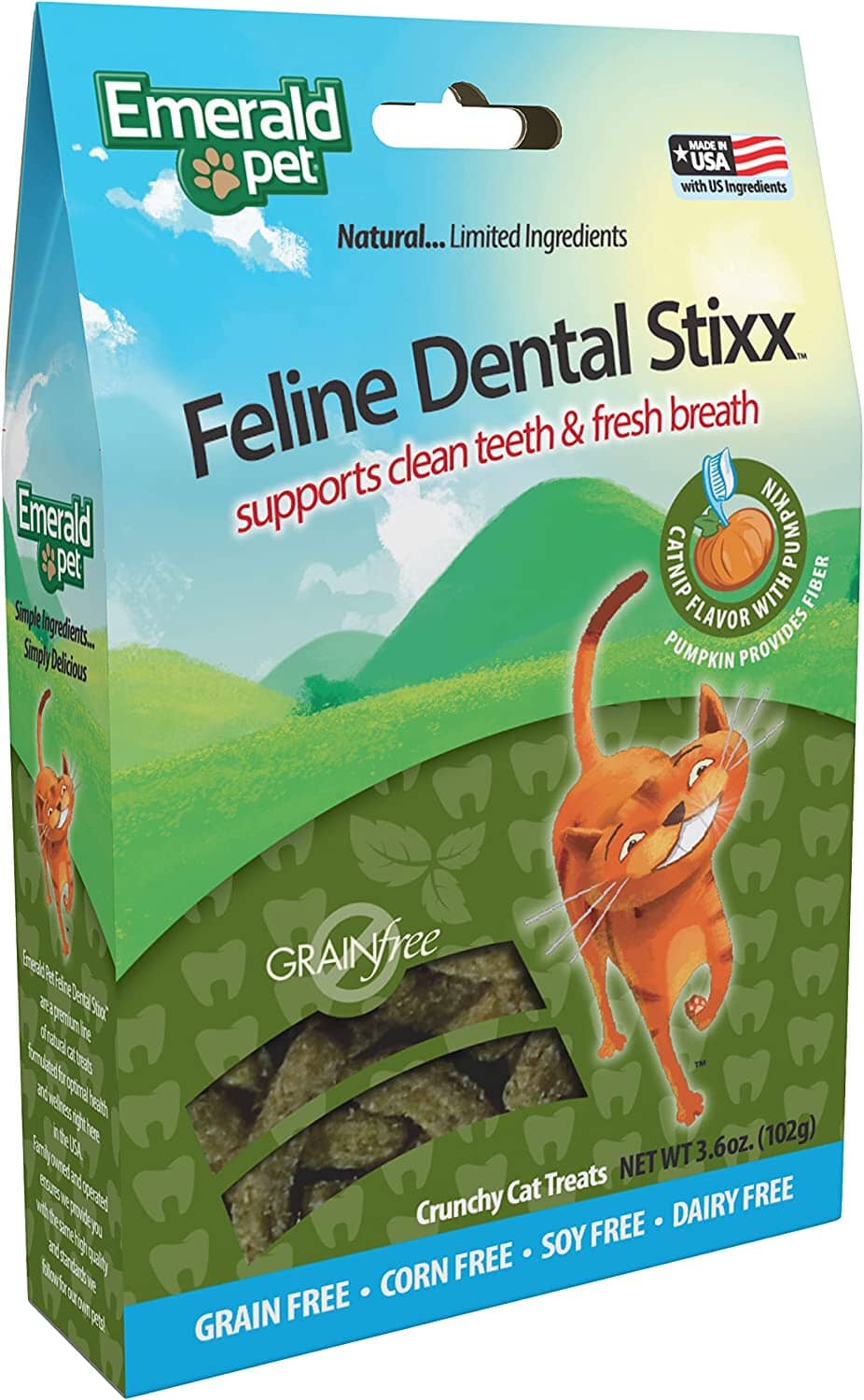 Feline Dental Stixx Emerald Feline Cat Dental Sticks - Catnip - 3.6 Oz