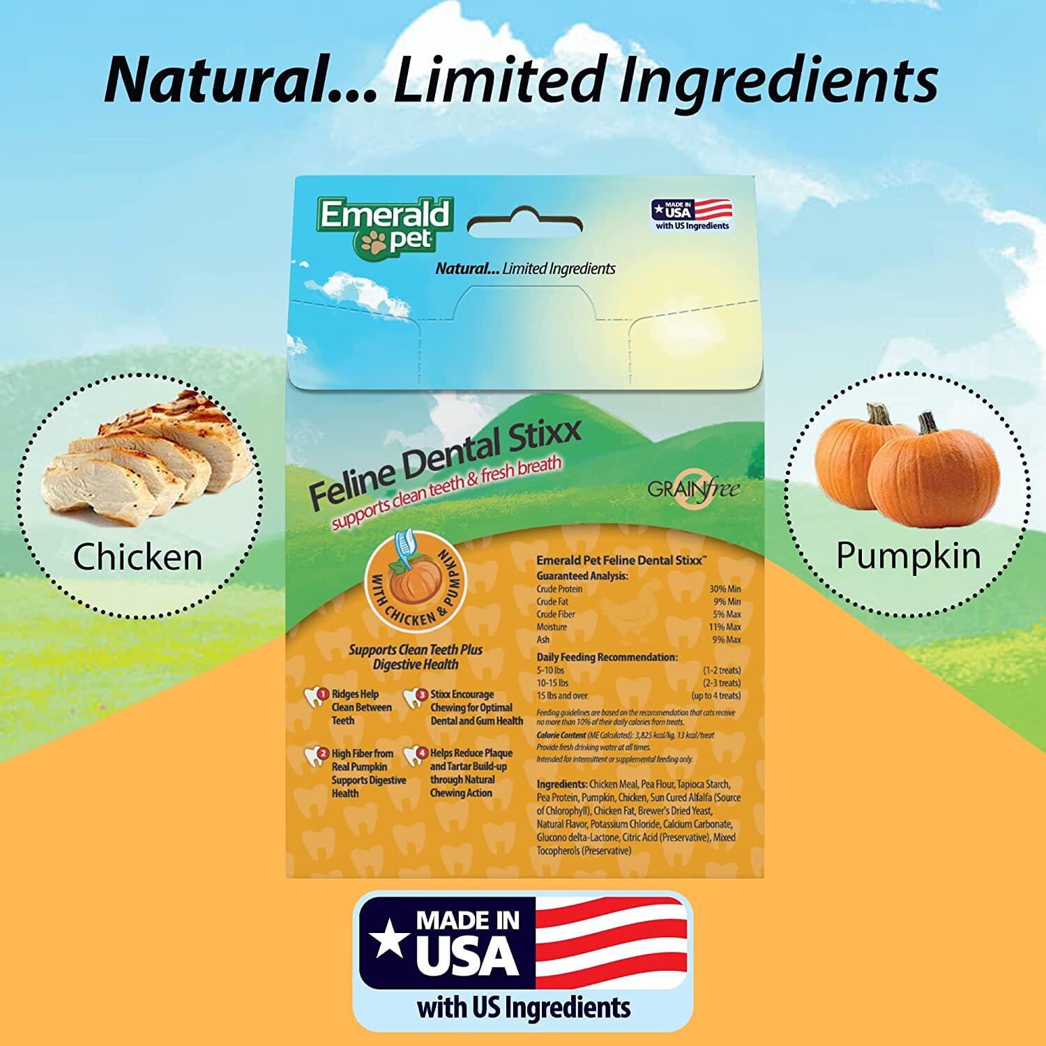 Feline Dental Stixx Emerald Feline Cat Dental Sticks - Chicken - 3.6 Oz