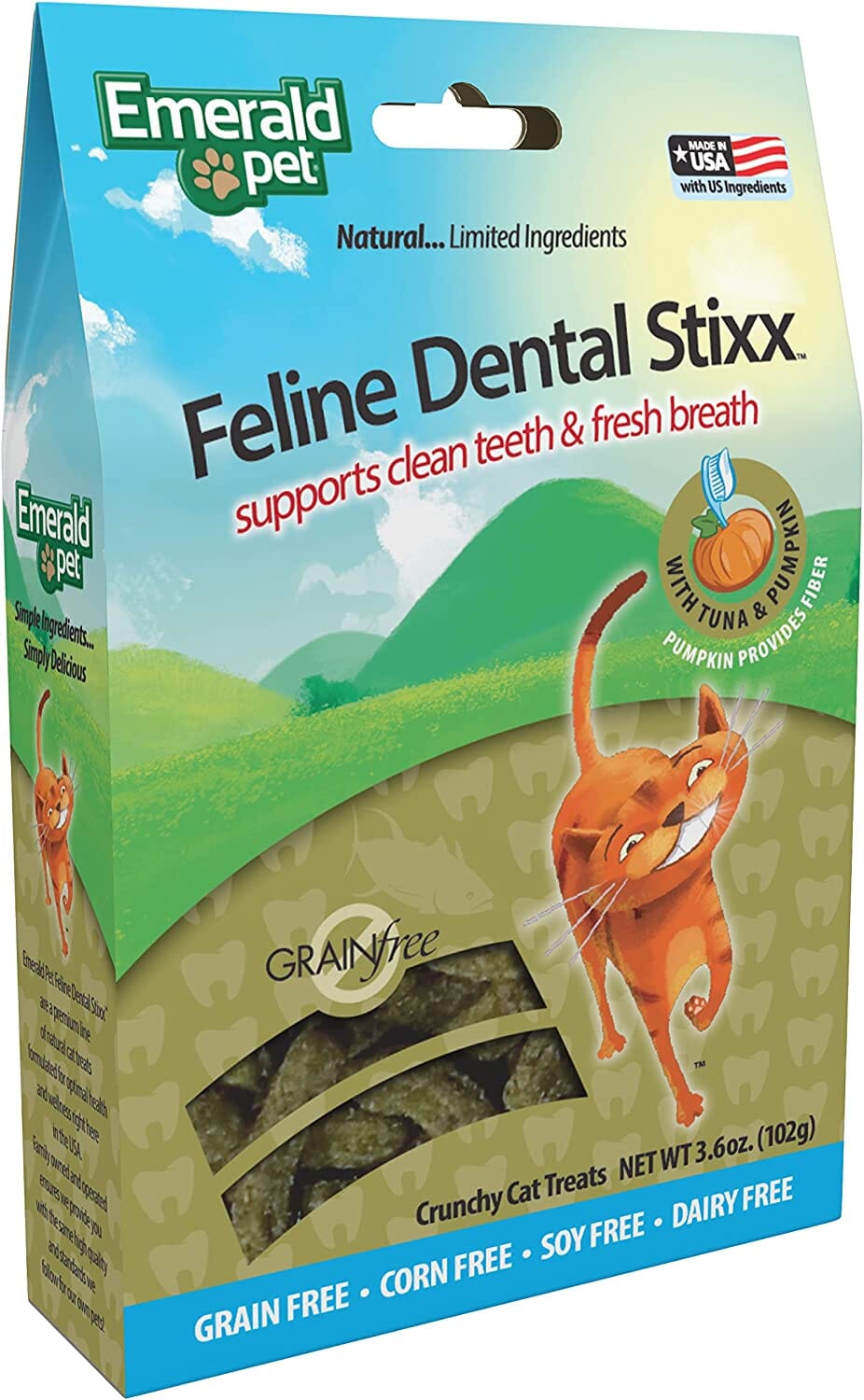 Feline Dental Stixx Emerald Feline Cat Dental Sticks - Tuna - 3.6 Oz