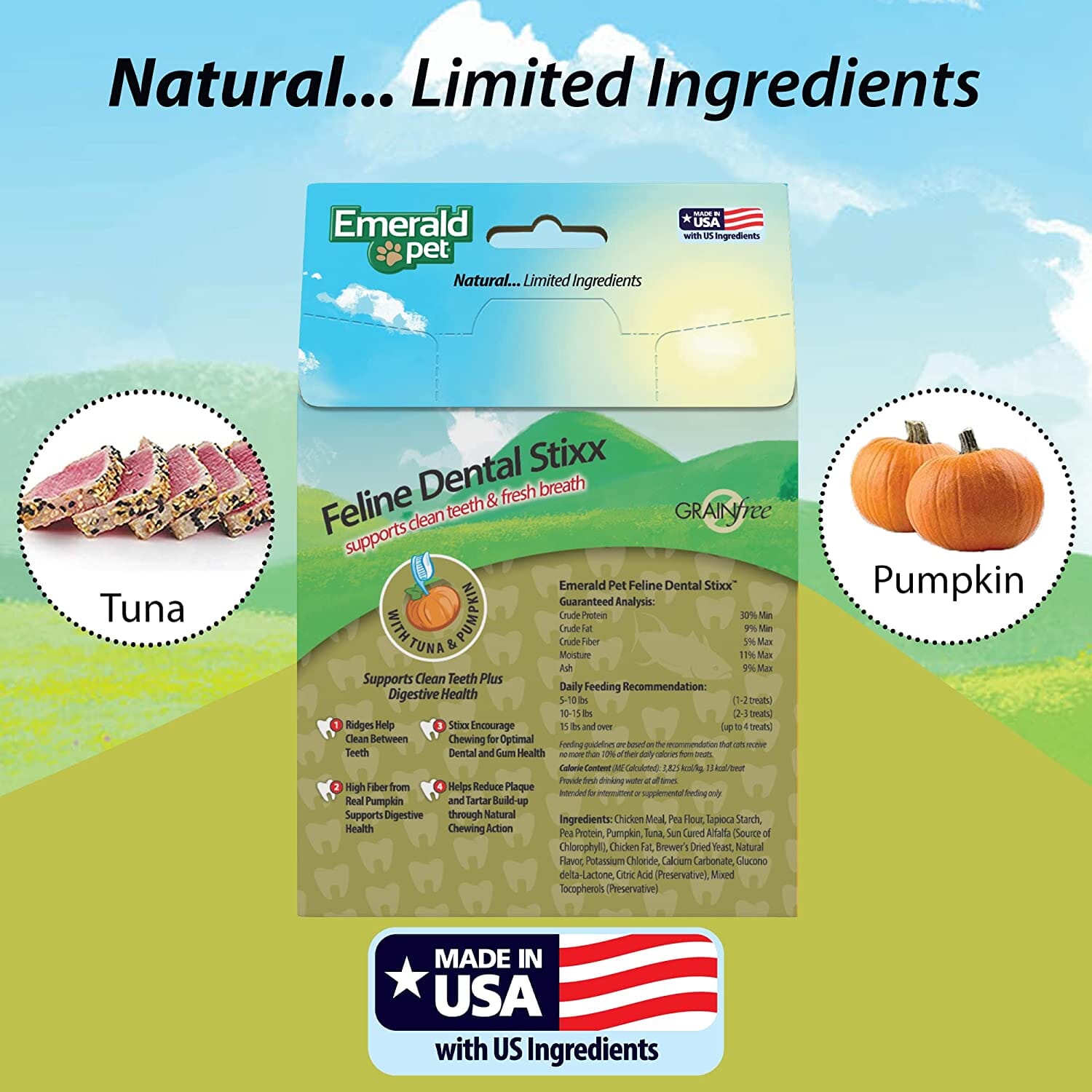 Feline Dental Stixx Emerald Feline Cat Dental Sticks - Tuna - 3.6 Oz