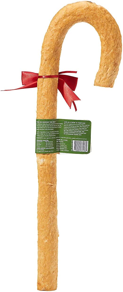 Fieldcrest Farms Nothin' To Hide Holiday Candy Cane Natural Dog Chews - Chicken - 18 In - 6 Pack