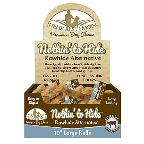 Fieldcrest Farms Nothin' To Hide Rawhide Alternative Rolls Natural Dog Chews - Beef - 10 In - 24 Pack