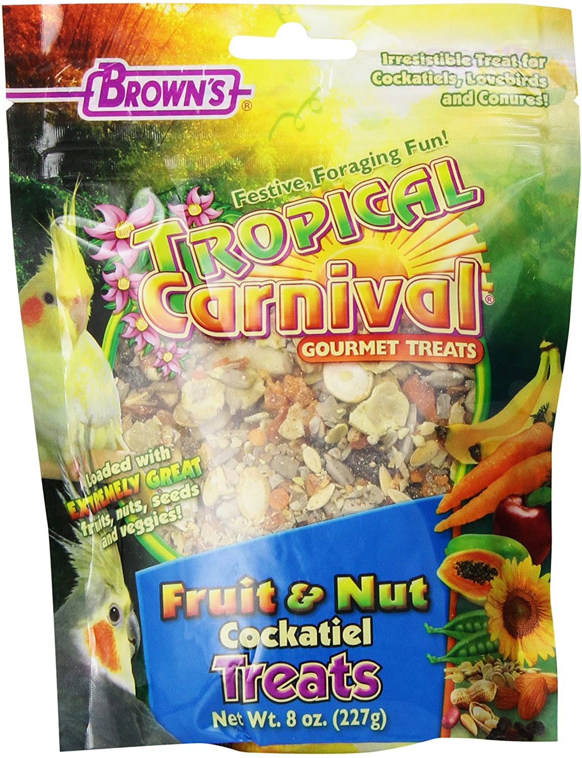 F.M. Brown's Super Premium Fruit & Nut Cockatiel Bird Treats - 8 oz