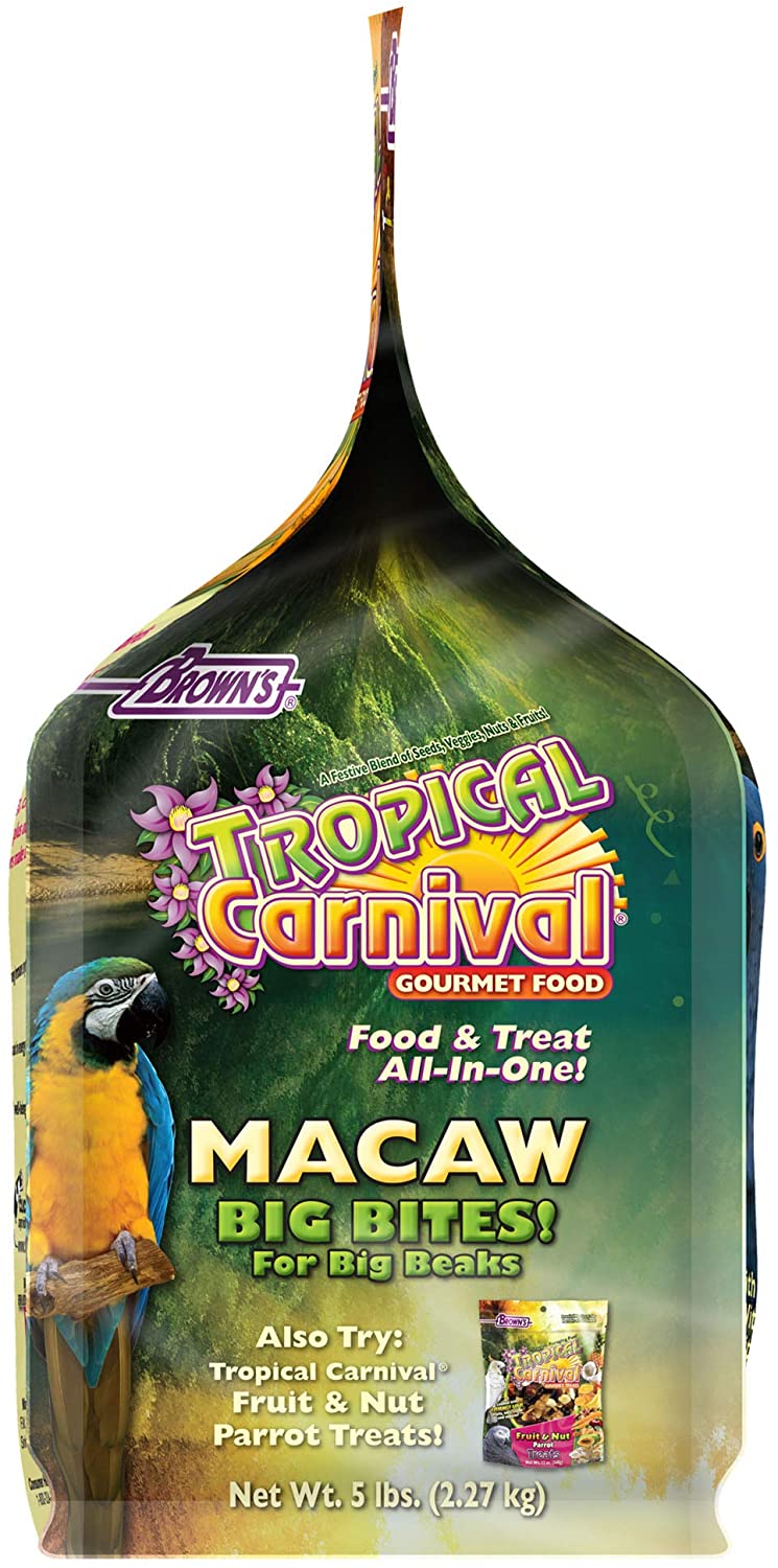 F.M. Brown's Tropical Carnival Macaw Big Bites Bird Food - 5 lb Bag  