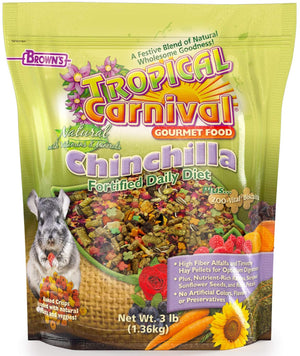 F.M. Brown's Tropical Carnival Natural Chinchilla Gourmet Small Animal Food - 3 lb Bag