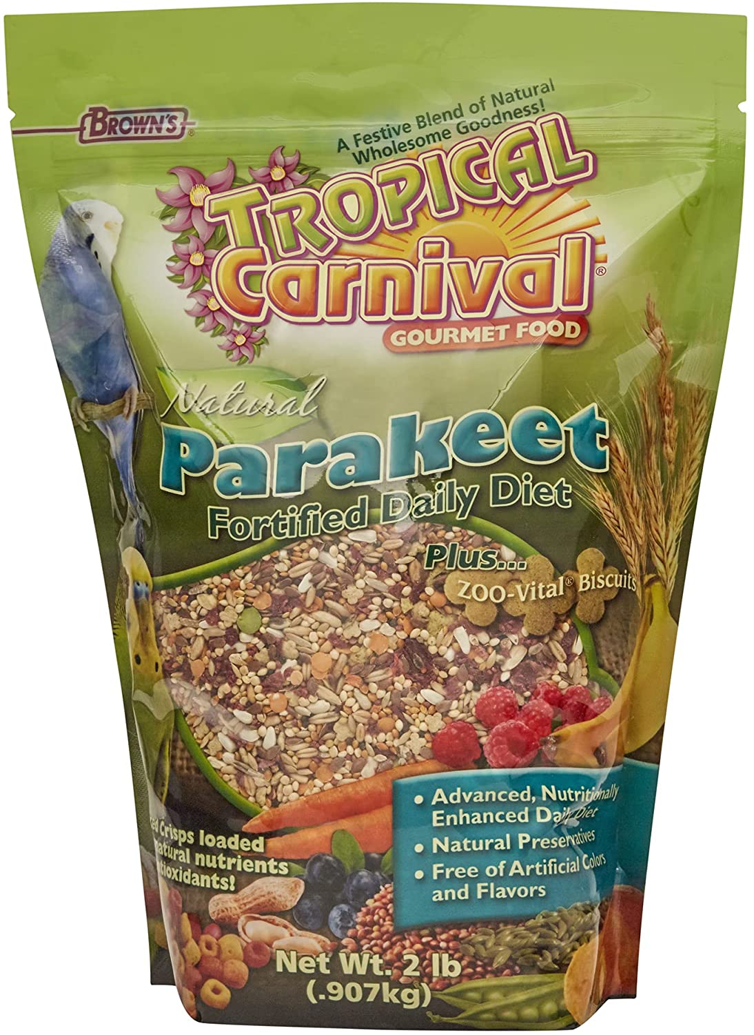 F.M. Brown's Tropical Carnival Natural Parakeet Bird Food - 2 lb Bag