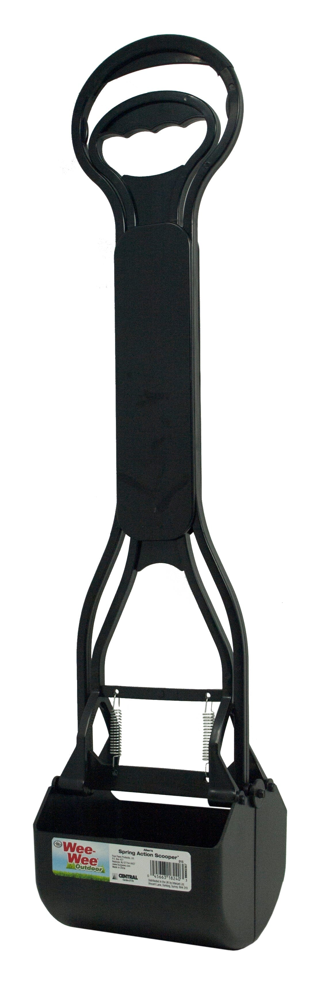 Four Paws Allen's Spring Action Dog Scooper For Hard Surfaces Hard Surfaces Black - 5.13 in X 5.5 in X 24.75 in