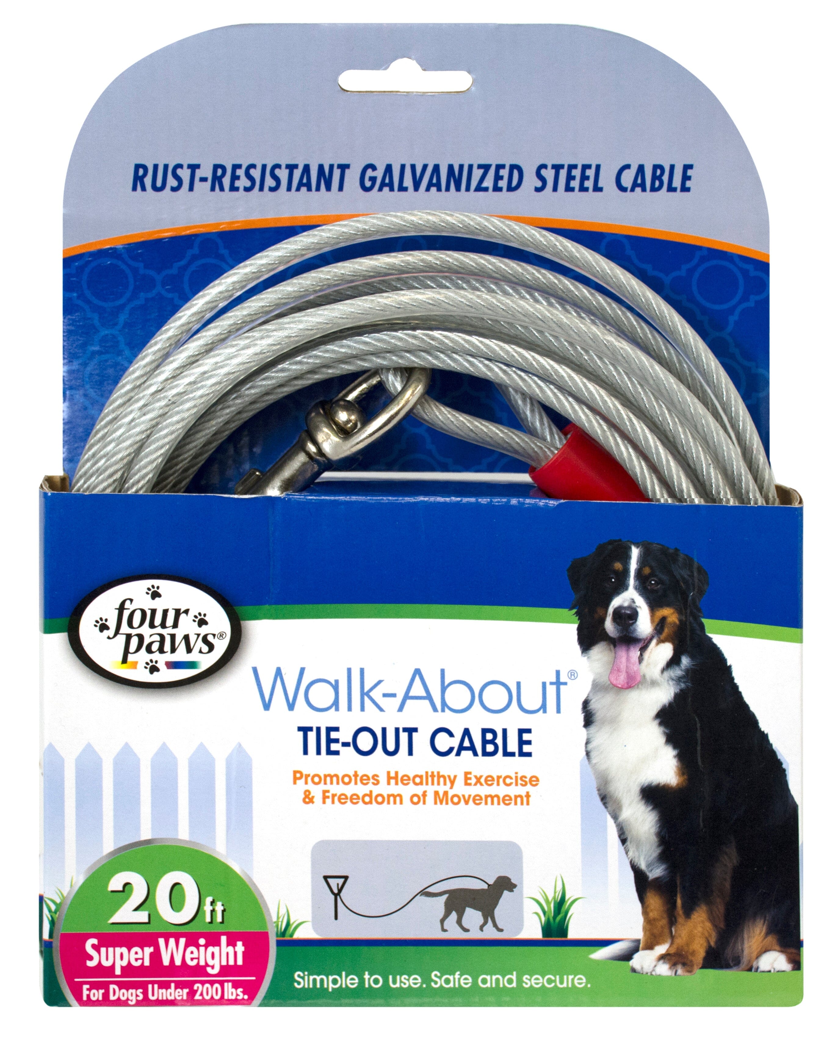 Four Paws Dog Super Tie Out Cable Silver - 20 ft
