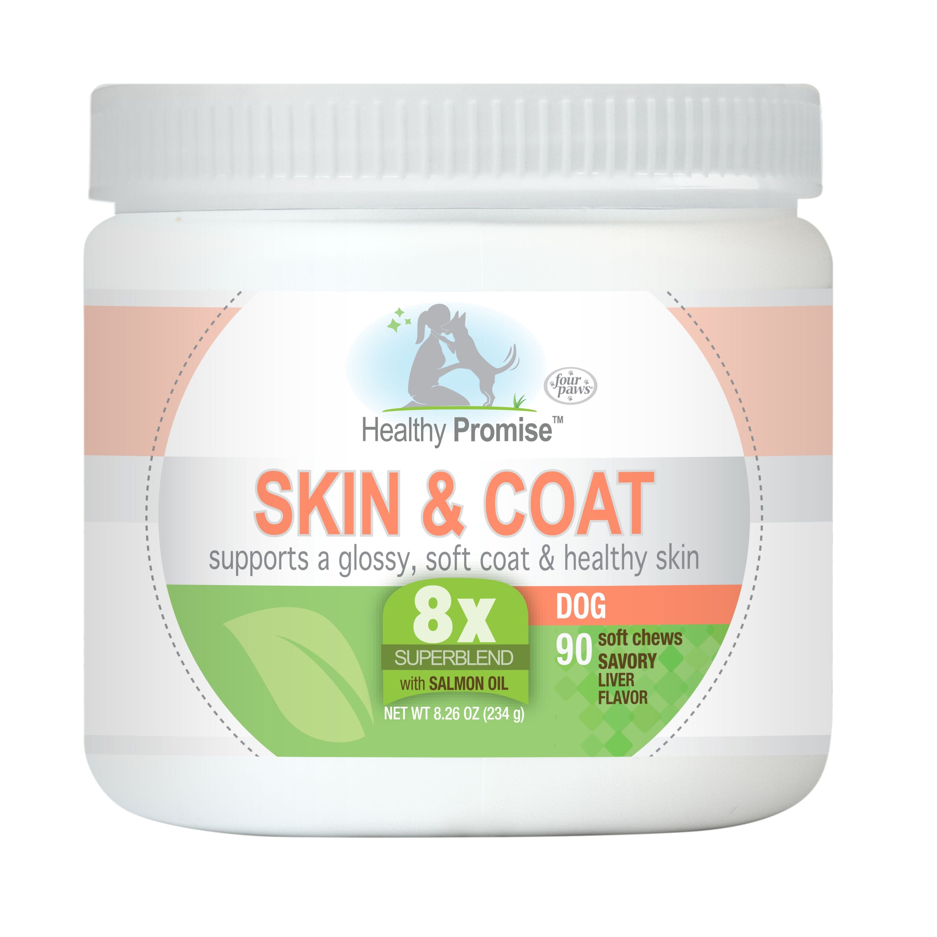 Four Paws Healthy Promise Dog Supplements for Skin and Coat Soft Chews Skin and Coat - 90 Count
