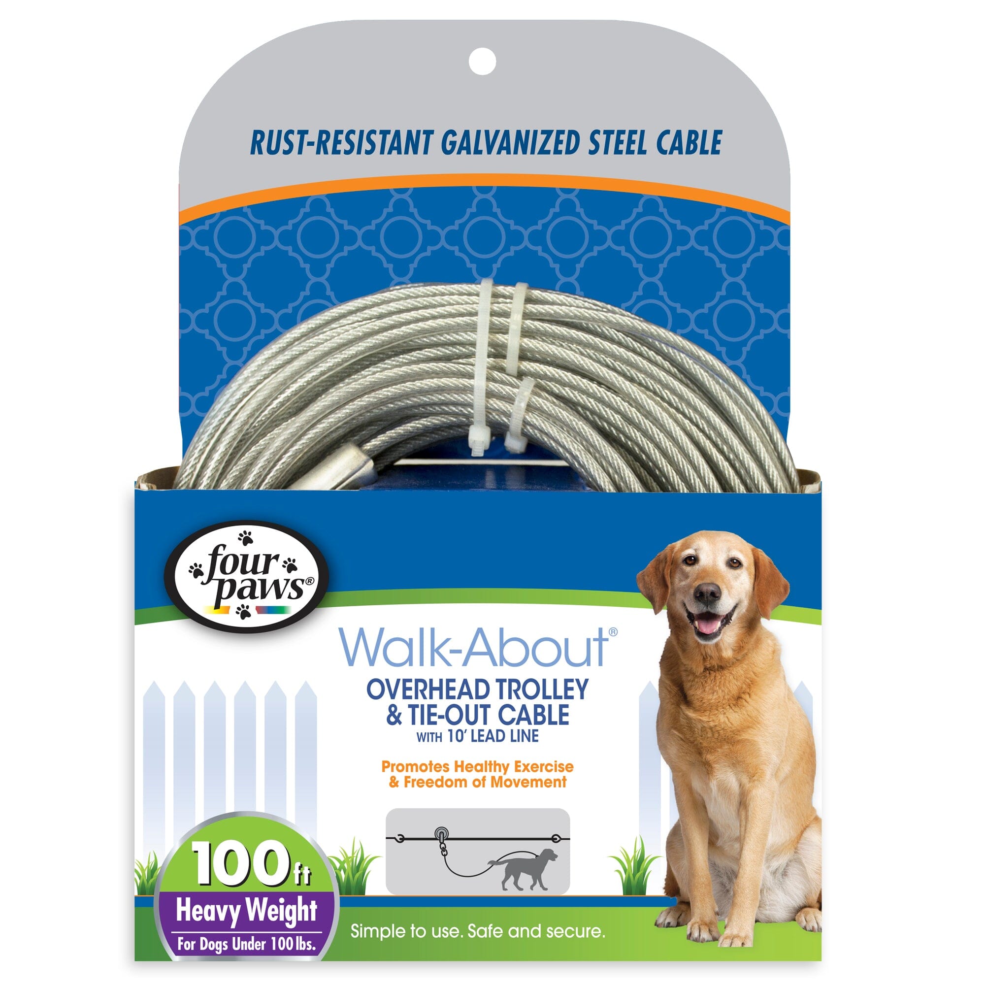 Four Paws Heavy Weight Trolley Exerciser Silver - 100 ft