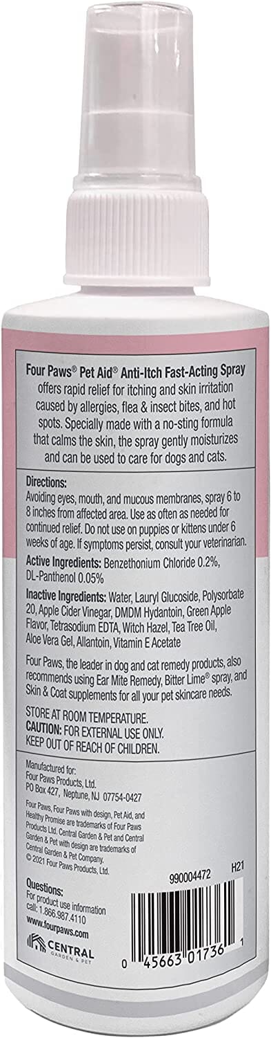 Four Paws Pet Aid Anti-Itch Pet Spray - 8 Oz