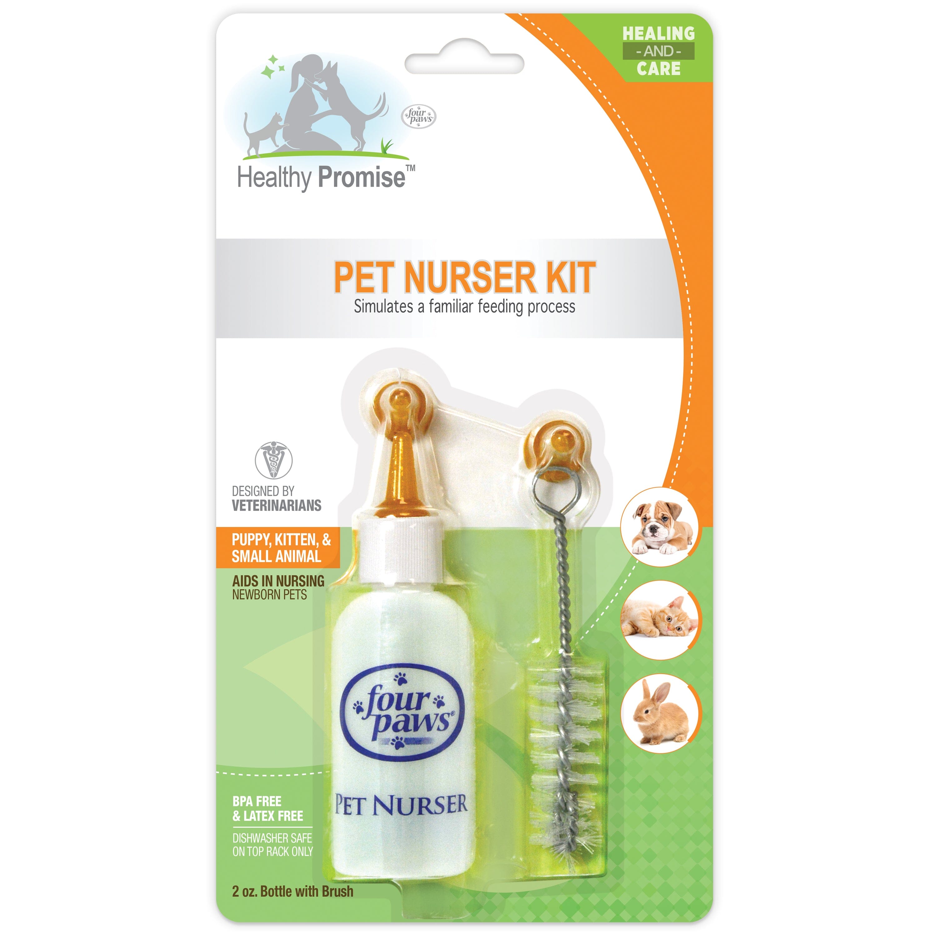 Four Paws Pet Nursing Kit - Bottle and Brush Nurse Kit - 2 Oz